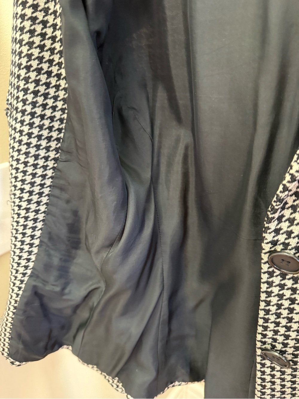 Vintage Perry Ellis Black & White Houndstooth Blazer - Picture 5 of 6